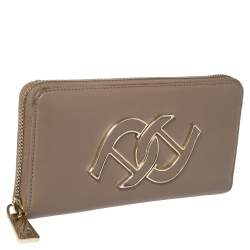 Pre Owned Aigner Clay Brown Leather Zip Around Wallet