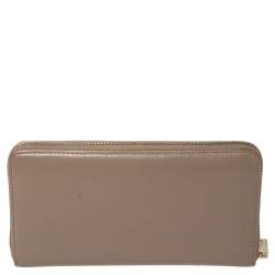 Pre Owned Aigner Clay Brown Leather Zip Around Wallet