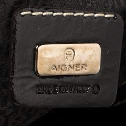 Pre Owned Aigner Brown Signature Canvas and Patent Leather 1965 Logo Hobo