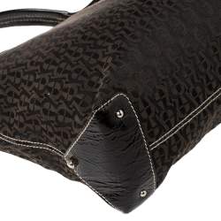 Pre Owned Aigner Brown Signature Canvas and Patent Leather 1965 Logo Hobo