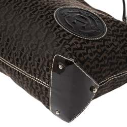 Pre Owned Aigner Brown Signature Canvas and Patent Leather 1965 Logo Hobo