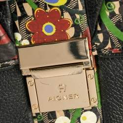 Pre Owned Aigner Black Leather and PVC Crossbody Bag