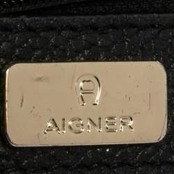 Pre Owned Aigner Black Leather and PVC Crossbody Bag