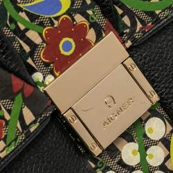 Pre Owned Aigner Black Leather and PVC Crossbody Bag