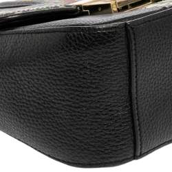 Pre Owned Aigner Black Leather and PVC Crossbody Bag