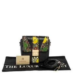 Pre Owned Aigner Black Leather and PVC Crossbody Bag