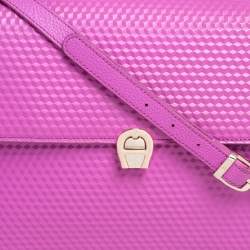 مملوكة مسبقًا Aigner Pink Embossed Leather Genoveva M Top Handle Bag 