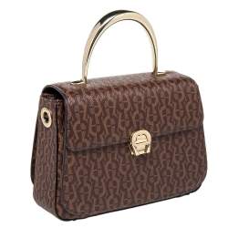 Pre Owned حقيبة أيغن ر غينوفيفا كانفاس مقوى بالشعار بني يد علوية