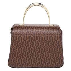 Pre Owned حقيبة أيغنر غينوفيفا كانفاس مقوى بالشعار بني يد علوية