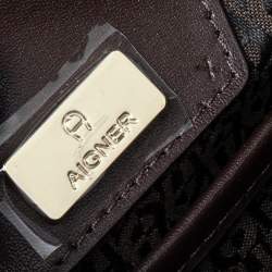 Pre Owned حقيبة أيغنر غينوفيفا كانفاس مقوى بالشعار بني يد علوية