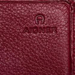Pre Owned Aigner Brown/Burgundy Signature Canvas and Leather Flap Continental Wallet