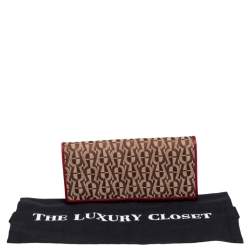 Pre Owned Aigner Brown/Burgundy Signature Canvas and Leather Flap Continental Wallet