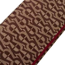 Pre Owned Aigner Brown/Burgundy Signature Canvas and Leather Flap Continental Wallet