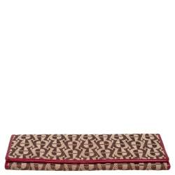 Pre Owned Aigner Brown/Burgundy Signature Canvas and Leather Flap Continental Wallet