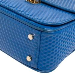 Pre Owned Aigner Blue Embossed Leather Genoveva Top Handle Bag