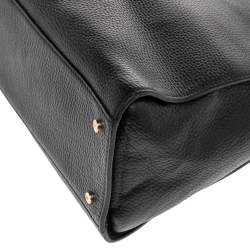 Pre Owned Aigner Black Leather Zip Satchel