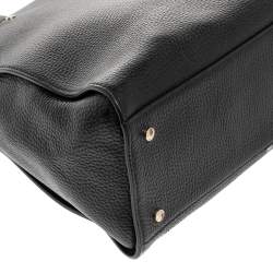 Pre Owned Aigner Black Leather Zip Satchel