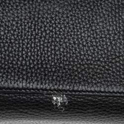 Pre Owned Aigner Black Leather Zip Satchel