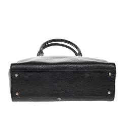 Pre Owned Aigner Black Leather Zip Satchel