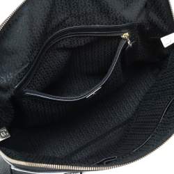 Pre Owned Aigner Black Leather Zip Satchel
