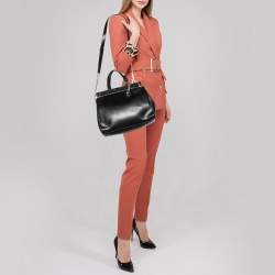 Pre Owned Aigner Black Leather Chain Tote