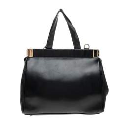 Pre Owned Aigner Black Leather Chain Tote