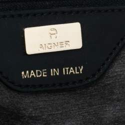 Pre Owned Aigner Black Leather Chain Tote