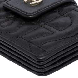 Pre Owned Aigner Black Quilted Leather Genoveva Card Holder