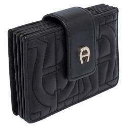 Pre Owned Aigner Black Quilted Leather Genoveva Card Holder