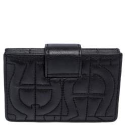 Pre Owned Aigner Black Quilted Leather Genoveva Card Holder