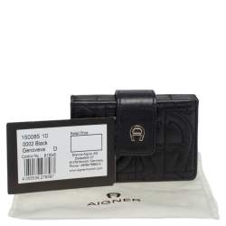 Pre Owned Aigner Black Quilted Leather Genoveva Card Holder