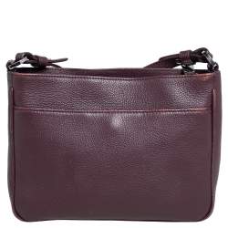 Pre Owned Aigner Burgundy Leather Zip Crossbody Bag