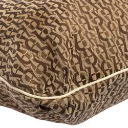 Pre Owned Aigner Beige/Cream Signature Canvas and Leather Zipped Hobo