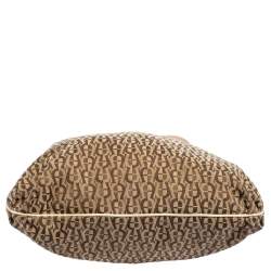 Pre Owned Aigner Beige/Cream Signature Canvas and Leather Zipped Hobo