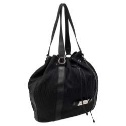 Aigner Black Signature Canvas and Leather Drawstring Tote