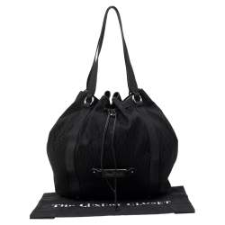 Aigner Black Signature Canvas and Leather Drawstring Tote