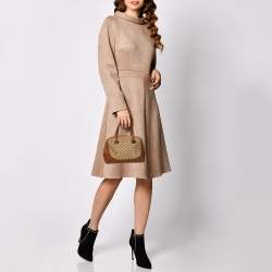 Pre Owned Aigner Brown/Beige Signature Canvas and Leather Mini Satchel