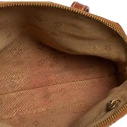 Pre Owned Aigner Brown/Beige Signature Canvas and Leather Mini Satchel