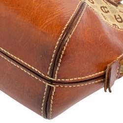 Pre Owned Aigner Brown/Beige Signature Canvas and Leather Mini Satchel