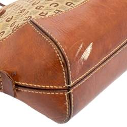 Pre Owned Aigner Brown/Beige Signature Canvas and Leather Mini Satchel