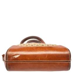 Pre Owned Aigner Brown/Beige Signature Canvas and Leather Mini Satchel