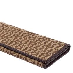 مملوكة مسبقًا Aigner Beige/Brown Signature Canvas and Leather Flap Continental Wallet