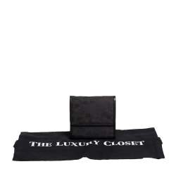 Pre Owned Aigner Black Canvas and Leather Trim Trifold Wallet