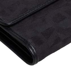 Pre Owned Aigner Black Canvas and Leather Trim Trifold Wallet