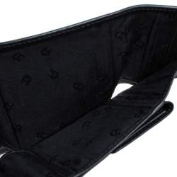 Pre Owned Aigner Black Canvas and Leather Trim Trifold Wallet