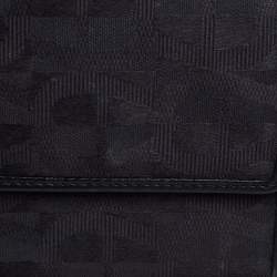Pre Owned Aigner Black Canvas and Leather Trim Trifold Wallet