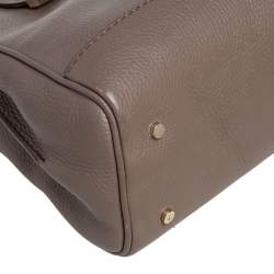 Pre Owned Aigner Dark Beige Leather Middle Zip Tote