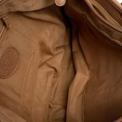 Pre Owned Aigner Beige Printed Canvas And Leather Zip Tote