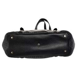 Pre Owned Aigner Black/Grey Signature Coated Canvas And Leather Tote