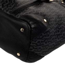 Pre Owned Aigner Black/Grey Signature Coated Canvas And Leather Tote